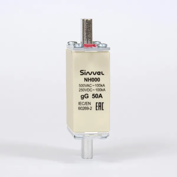 FNH000S-50 | Предохранитель 50 A, габарит 000, gG, 500 B AC/ 250 B DC, боёк, Sinvel 