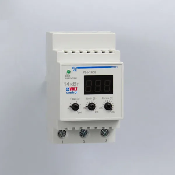 РН-163t | Реле напряжения 63А 220В с вольтметром и термозащитой, Новатек