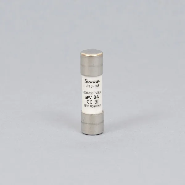 SV1038H-8 | Плавкая вставка 8 А, gPV, 10х38 мм, 1000 B DC, Sinvel 