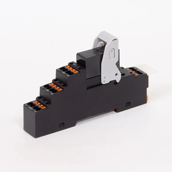 HF115-024DC-2-P | Комплект реле: колодка Push-in;пластик.клипса;маркер + реле Hongfa 2CO 8A; AgNi; катушка 24B DC, ID