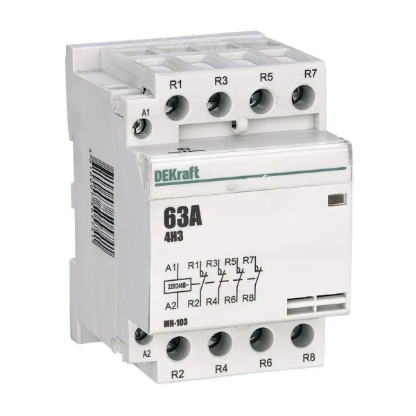 18091DEK | Модульный контактор 4НЗ 63А 230В МК-103, Dekraft