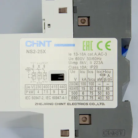 Автоматический выключатель защиты двигателя NS2-25X 13-18А с поворотной ручкой, Chint, ch495187
