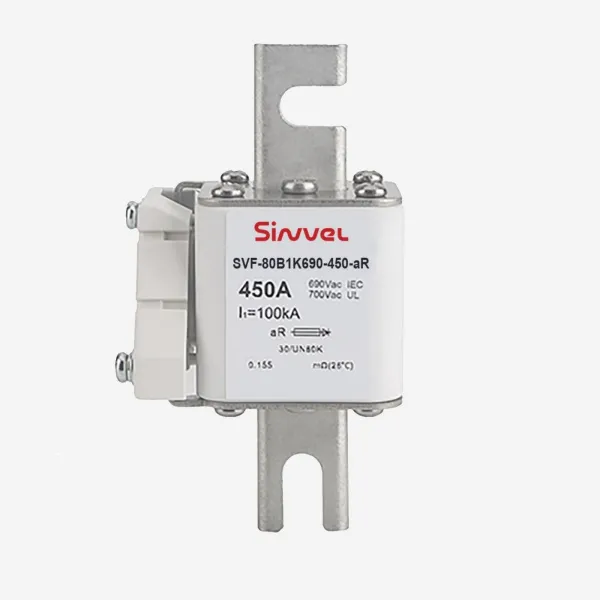 SVF-80B2K690-1000-aR | Предохранитель, 1000 А, 690 В AС, aR, ножи под болт, габ 2, монт расст 80 мм, Sinvel 