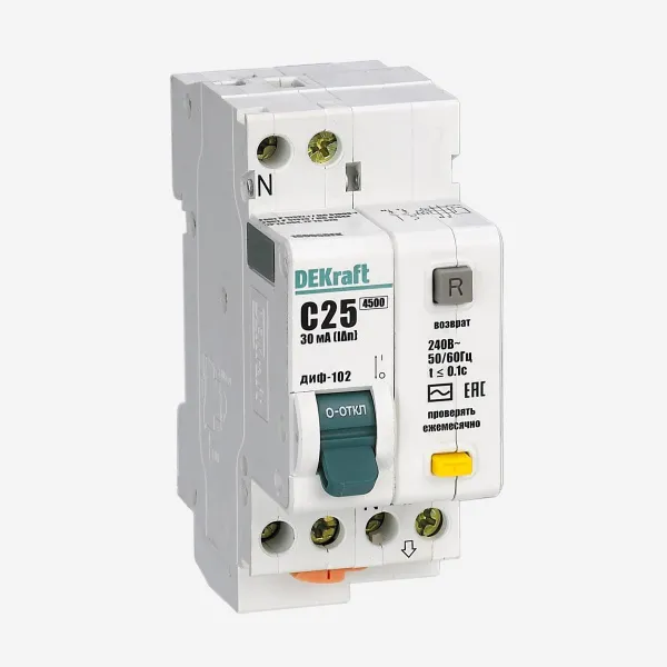 16004DEK | АВДТ 1Р+N 20А 30мА тип AC  характеристика С ДИФ-102 4,5кА, Dekraft