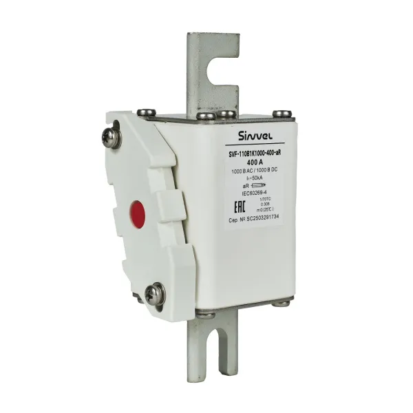 SVF-110B1K1000-400-aR | Предохранитель, 400 А, 1000 В DC / 1000 В AC, aR, ножи под болт, габ 1, монт расст 110 мм, Sinvel 