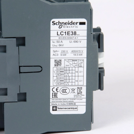 LC1E3810M5 | Контактор, серия EasyPact TVS, 3P, 38А, 1НО, управление 220В AC, Schneider Electric