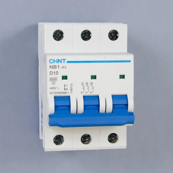 179712 | Автоматический выключатель NB1-63 3P 10А 6кА характеристика D (DB), Chint