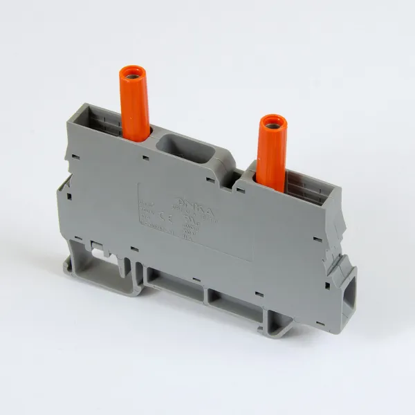 1010215 | Клеммник измерительный с 2-мя тест.разъемами, 6мм.кв., (серый). 1283, Onka