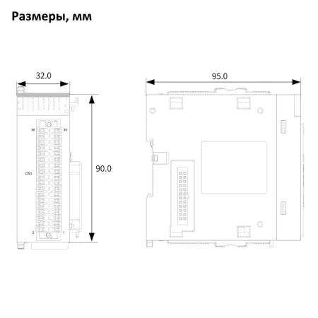 GL10-0032ETN | Модуль расширения для ПЛК 32 выхода транзисторных NPN, съёмный пружинный зажим, Inovance