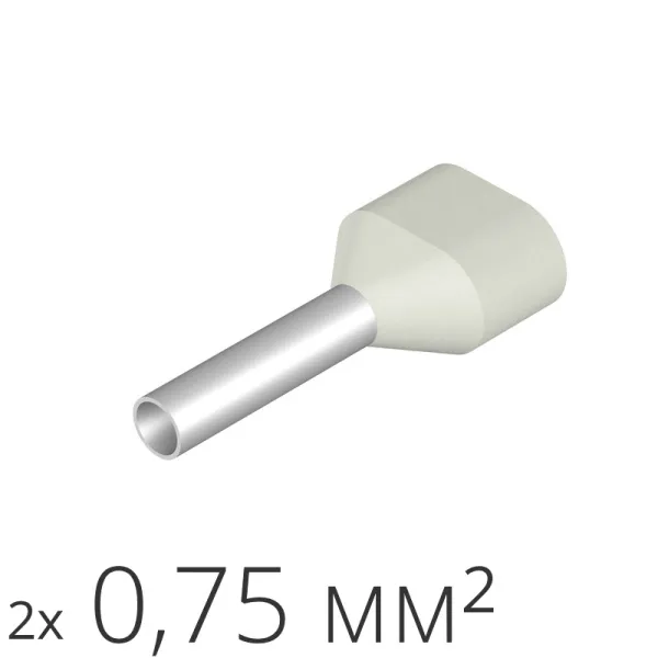 ID H 0.75/8/14x2 500 | Наконечник-гильза 2х0,75 мм² (уп.-500шт.), ID