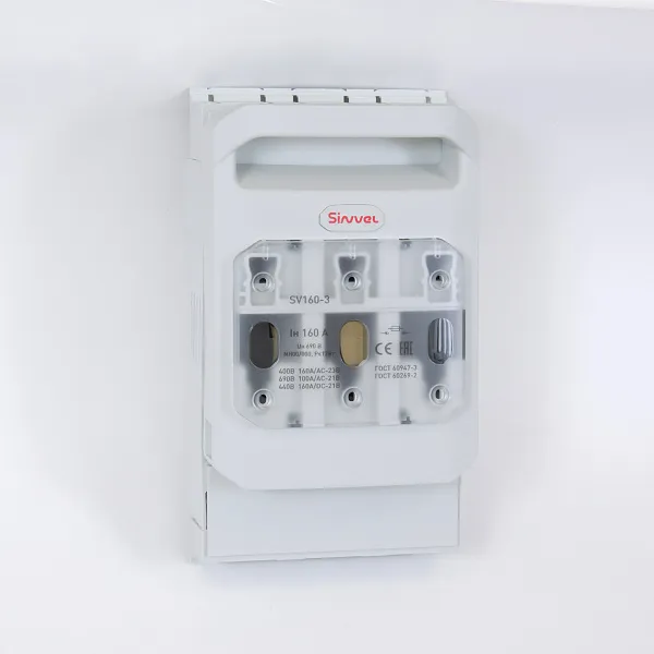 SV160-3 | Горизонтальный ПВР, 160 A, NH000/00, 3P, монтаж на плату, М8 винты, Sinvel 