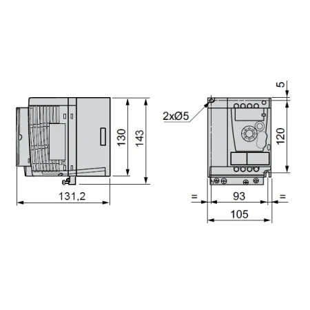 ATV12HU22M2 | Преобразователь частоты, серия ATV12, 2,2 кВт, 10 А, перегрузка 150 %, 220 В, 1ф, Schneider Electric