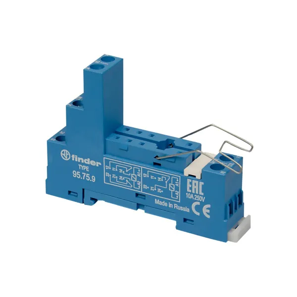 95759SMA | Розетка 1P, с металлической клипсой и винтовыми клеммами, для реле 40.51, 40.52, 40.61, Finder