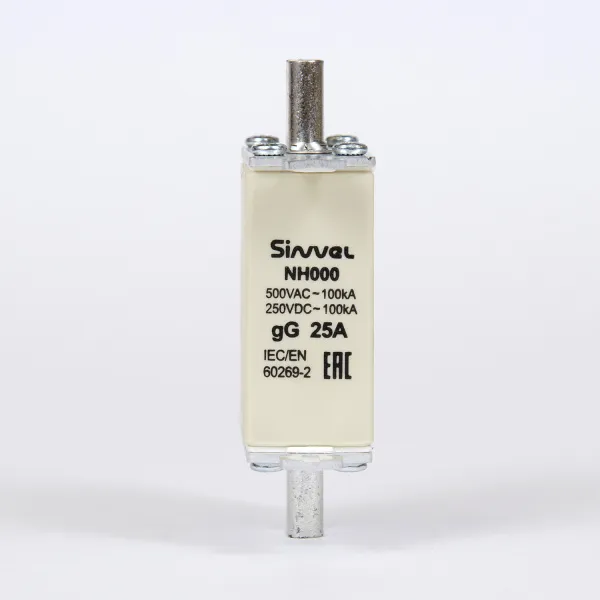 FNH000S-25 | Предохранитель 25 A, габарит 000, gG, 500 B AC/ 250 B DC, боёк, Sinvel 