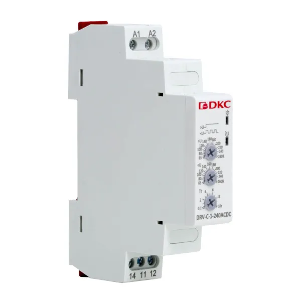 dkcDRV-C-1-240ACDC | Реле контроля напряжения однофазное,  тип DRV, конфигурация контакта 1CO, 110-240В AC/DC, DKC
