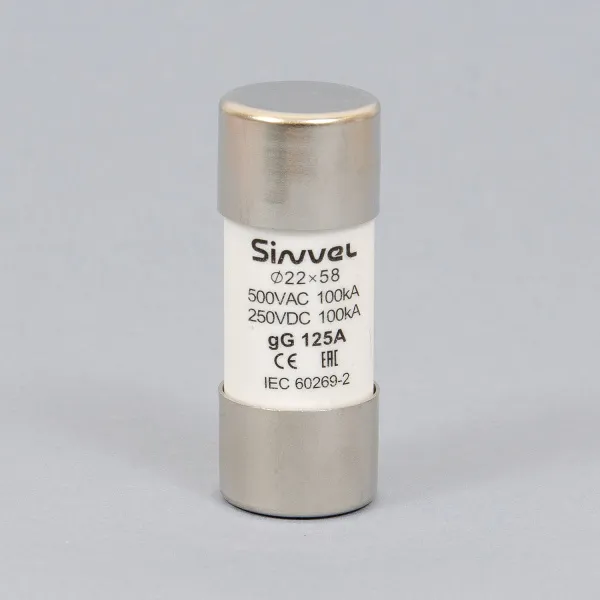 SV2258-125 | Плавкая вставка 125 А, gG, 22х58 мм, 500 В АС/ 250 B DC, Sinvel 