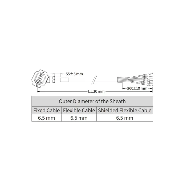 Силовой кабель для сервомотора MS1H1/MS1H4 с тормозом, подключение сзади, 10м