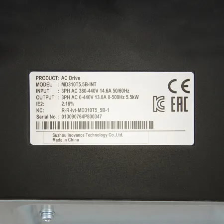 MD310T5.5B | Преобразователь частоты, серия MD310, 5,5 кВт, 13 А, перегрузка 150%, 380B, Inovance