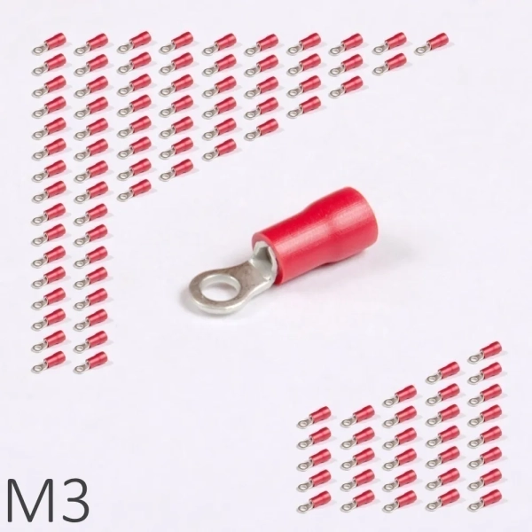 ID RF-M3 | Наконечник изолированный 0,5-1,5 кв.мм кольцевой M3, красный (уп.-100шт.), Clims