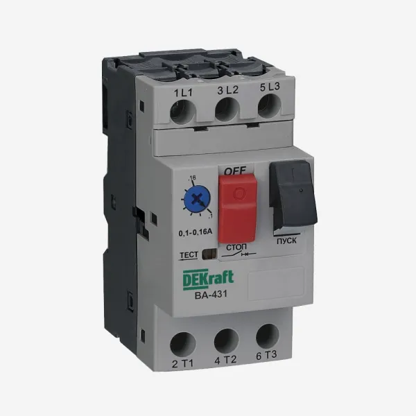 Авт. выключатель защ. двиг. 3P 0,16-0,25A 100кА ВА-431, Dekraft, 21221DEK