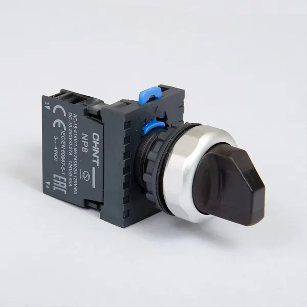 578661 | Переключатель, NP8-10X/212, 2 положенияения фиксация, черный, 1НО, IP65, Chint