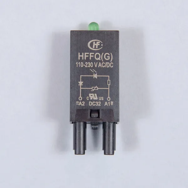 HFFQ(G) | Модуль индикации и защиты; зеленый LED + варистор; 110...230В AC/DC, для розеток 18FF и 14FF, Hongfa
