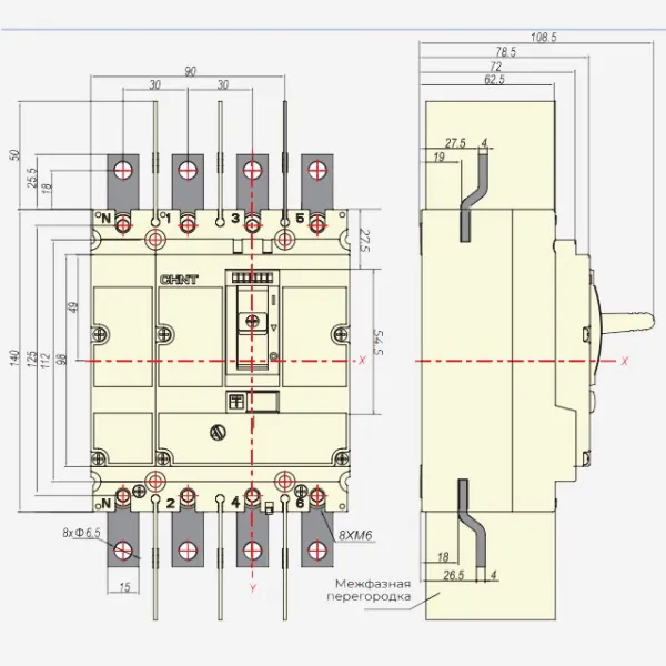 ch271883 | Выключатель-разъединитель NM8NSD-125 AC 4P, Chint