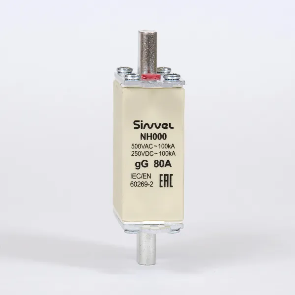 FNH000S-80 | Предохранитель 80 A, габарит 000, gG, 500 B AC/ 250 B DC, боёк, Sinvel 