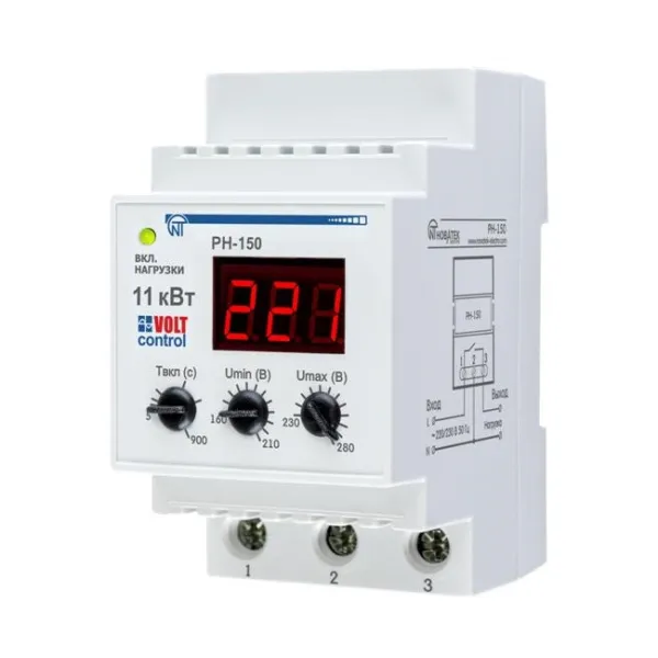 РН-150 | Реле напряжения 50А 220В с вольтметром, Новатек