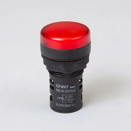 593012 | Индикатор ND16-22DS/4 укороченный корпус, встроенный конденсатор, красный 230В АС, Chint