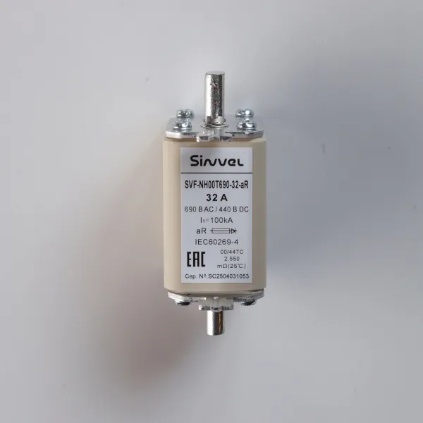 SVF-NH00T690-32-aR | Предохранитель, 32 А, 690 В AС, aR, габарит 00, ножи, Sinvel 