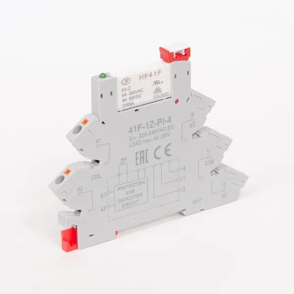 HF41-24-P | Комплект реле: колодка Push-in;маркер + реле Hongfa 1CO 6A; AgNi; катушка 24В AC/DC, ID