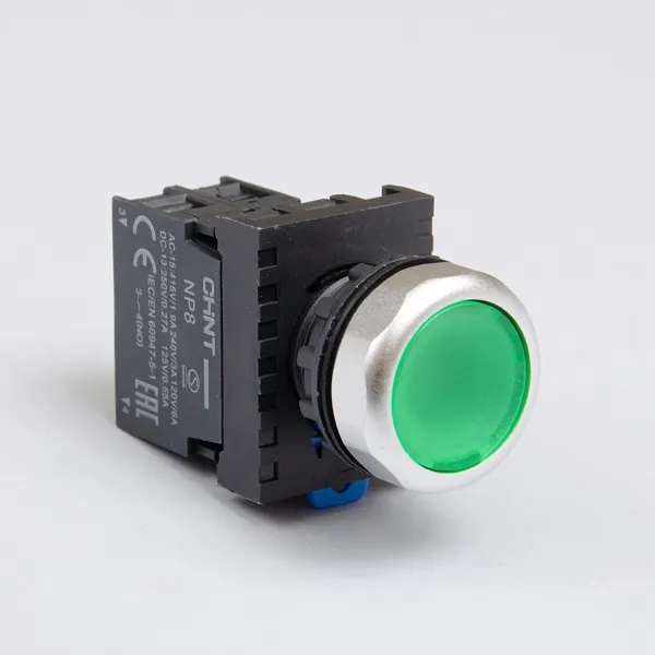 667240 | Кнопка управления NP8-10BND 1НО зеленая AC/DC24В(LED) IP65, Chint