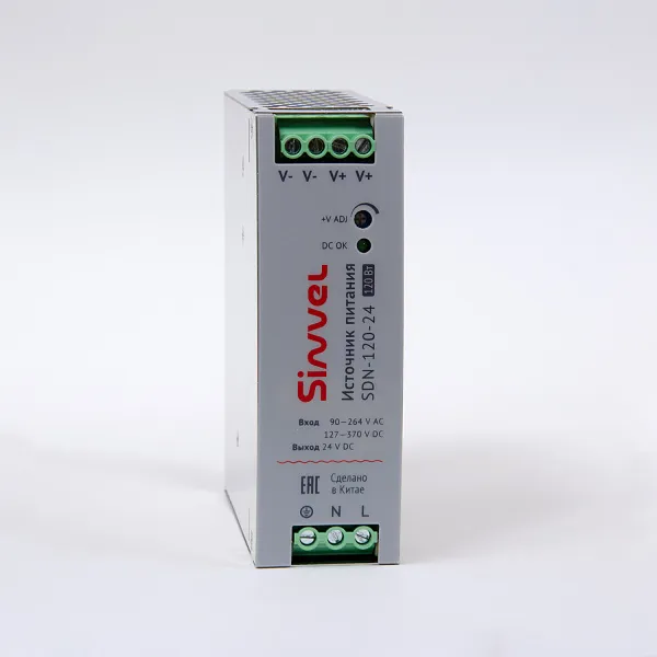 Блок питания SDN 120 Вт, питание 90-264В AC, 127-370В DC; выход 24В DC, металлический корпус, Sinvel, SDN-120-24