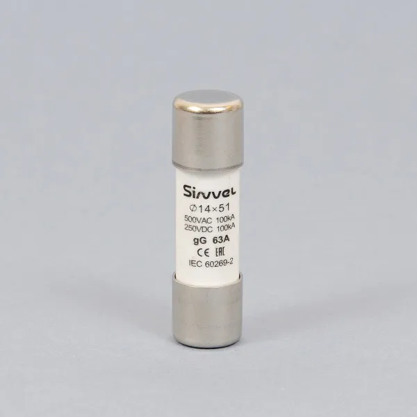 SV1451-63 | Плавкая вставка 63 А, gG, 14х51 мм, 500 В АС/ 250 B DC, Sinvel 