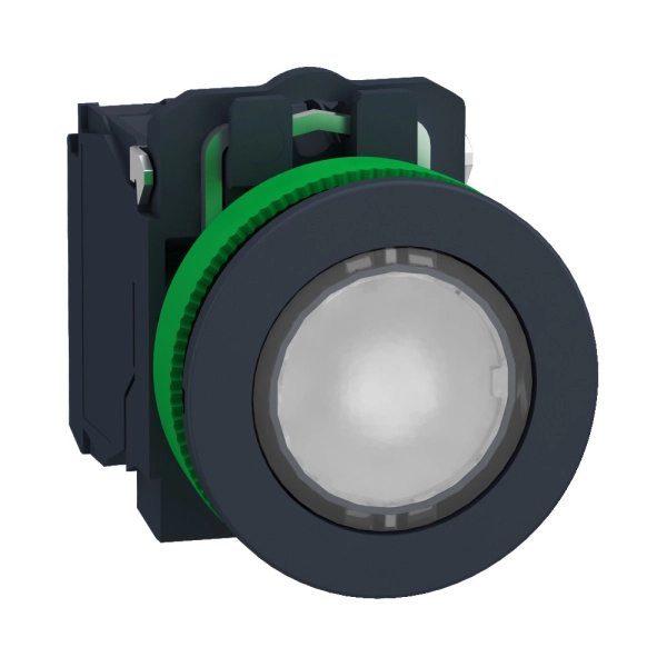 XB5FW31G5 | Кнопка с подсветкой 110В AC, с возвратом, 1НО+1НЗ, белая, Schneider Electric
