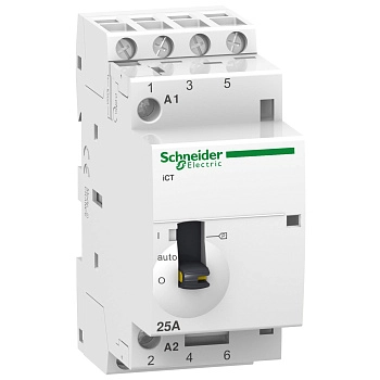 A9C21834 | Модульный контактор, серия iCT, 4НО, 25А, управление 220…240В AC, Schneider Electric
