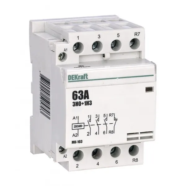18089DEK | Модульный контактор 3НО+1НЗ 63А 230В МК-103, Dekraft