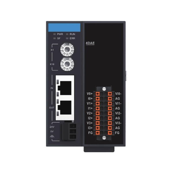 GR10-4DAE | Модуль расширения ведомый EtherCAT 4 аналоговых выхода, съемный пружинный зажим, Inovance