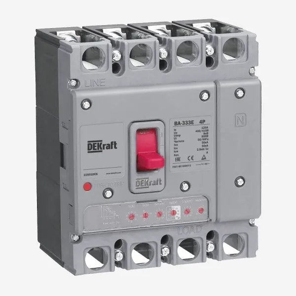 22497DEK | Силовой авт. выключатель с электрон. расц. 4P 160А 50кА ВА-333E, Dekraft
