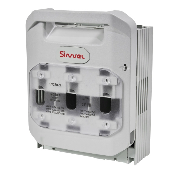 SV250-3 | Горизонтальный ПВР, 250 A, NH1, 3P, монтаж на плату, М10 винты, Sinvel 