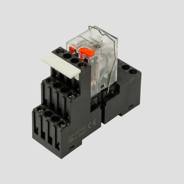 HF18-220AC-2 | Комплект реле: колодка винт;пластиковая клипса;маркер + реле Hongfa 2CO 12A; AgNi; катушка 220B AC, ID