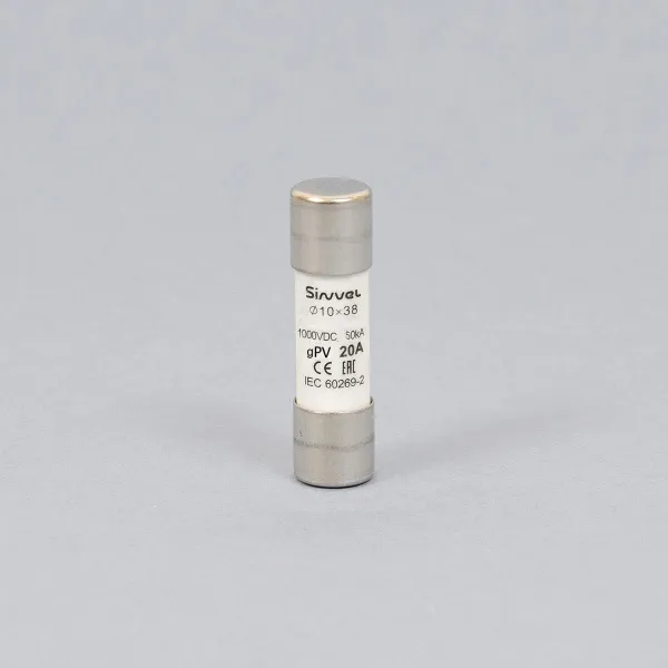 SV1038H-20 | Плавкая вставка 20 А, gPV, 10х38 мм, 1000 B DC, Sinvel 