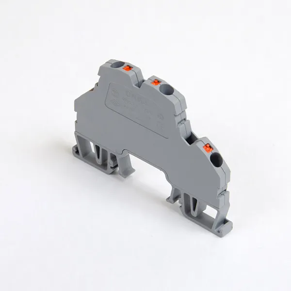 1020379 | Клеммник 2-х ярусный пружинный быстрозажимной (Push in), 2,5 мм.кв. (низкий) (серый), 1, Onka