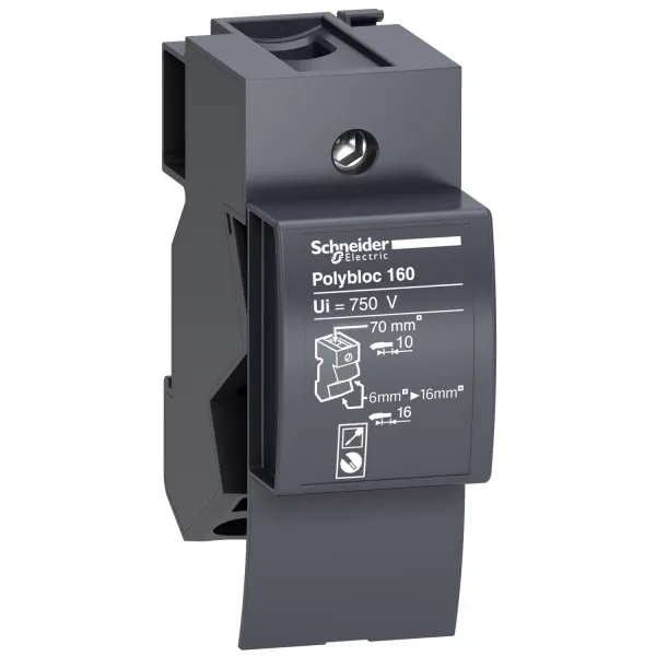 04031 | Распределительная колодка Polybloc 160, 160 A, 1 полюс, Schneider Electric
