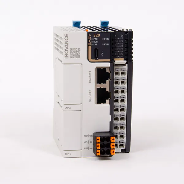 Easy320-0808TN | ПЛК Easy320, 8 входов PNP/NPN, 8 выходов NPN, 1x RS485, 2x EtherNET, 1x USB, 5 сервоосей  , Inovance