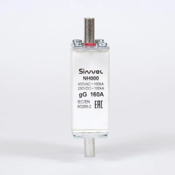FNH000S-160 | Предохранитель 160 A, габарит 000, gG, 400 B AC/ 250 B DC, боёк, Sinvel 