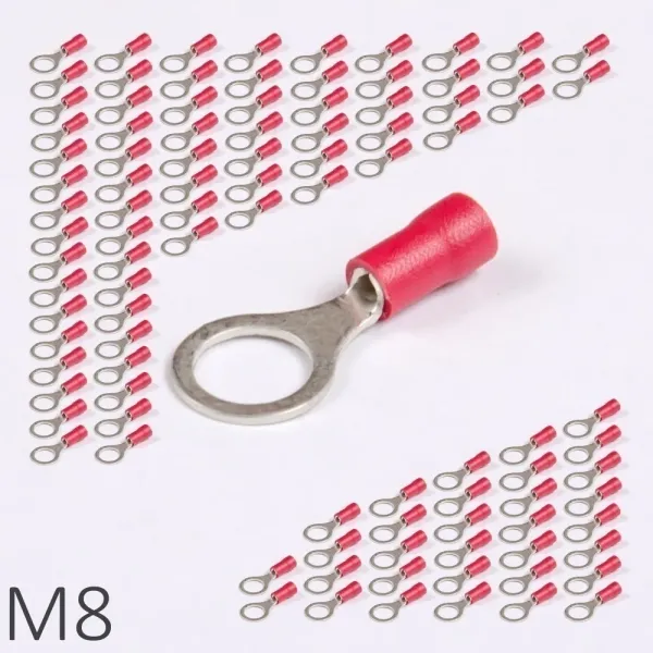 ID RF-M8 | Наконечник изолированный 0,5-1,5 кв.мм кольцевой M8, красный (уп.-100шт.), Clims