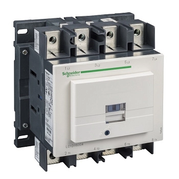 LC1D1150046BD | Контактор, серия Tesys D, 4P (4 НО), 200 А, AC1, 24В DC, Под кольцевой наконечник, Schneider Electric