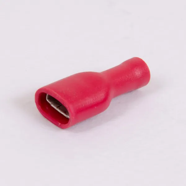 ID RF-F608P | Наконечник полностью изолированный 0,5-1,5 кв.мм, плоский гнездовой, 6,6х0,8, красный (уп.-100шт.), Clims